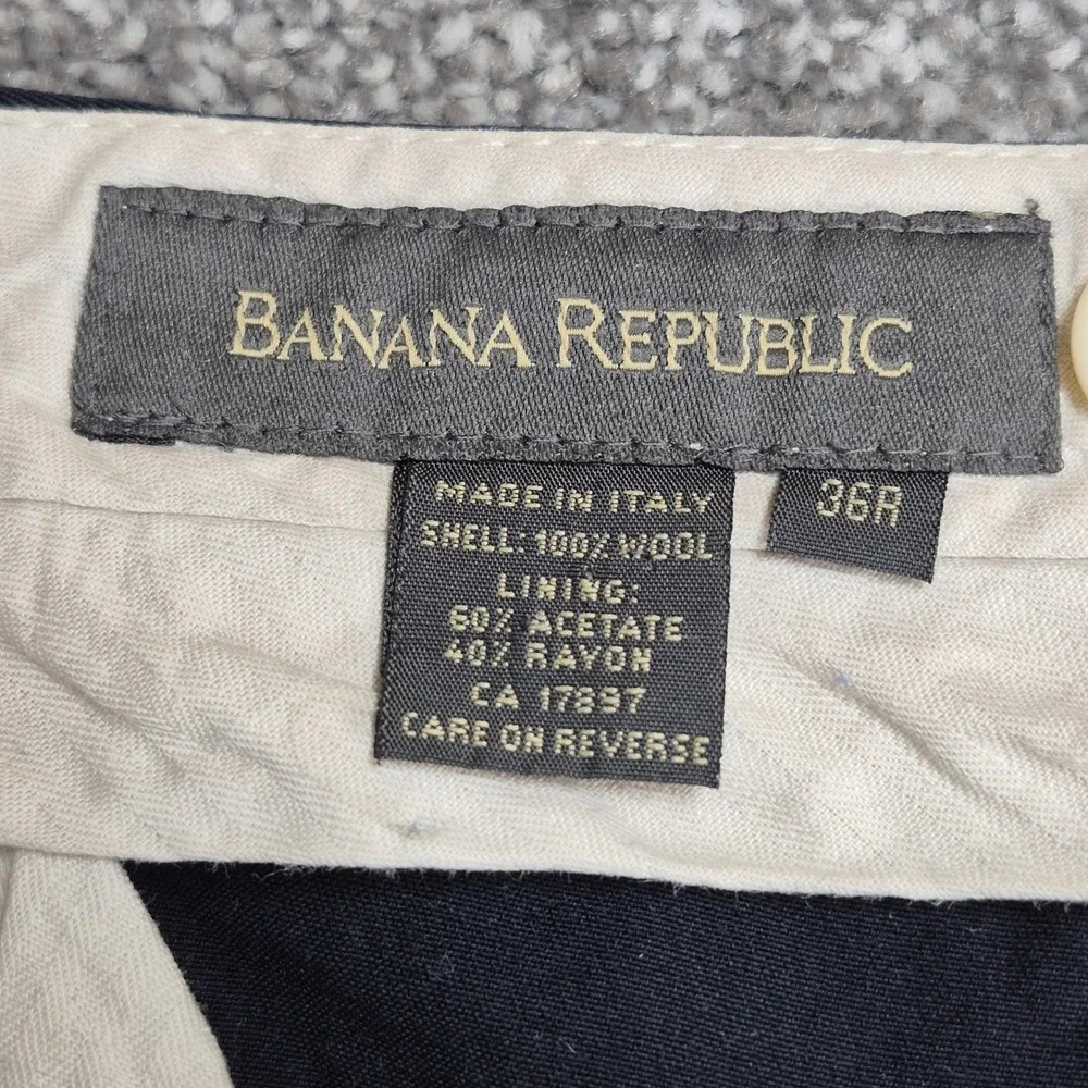 Vintage Banana Republic Pleated Pants Mens 36 Navy Blue Wool Made in Italy